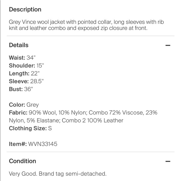 Vince Leather and Wool Jacket - Picture 5 of 7